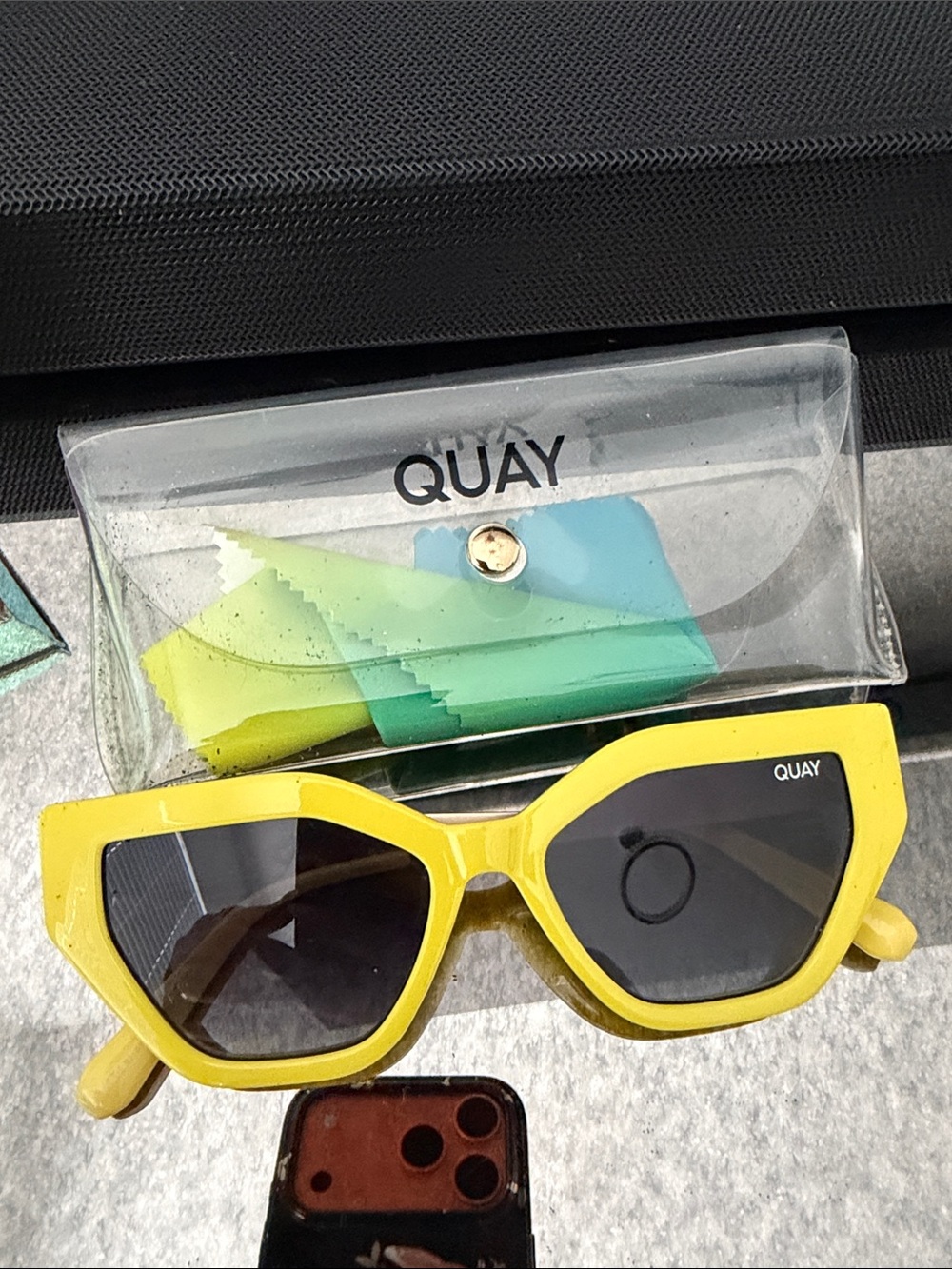 Quay Australia Yellow Cat-Eye Sunglasses with Dark Lenses